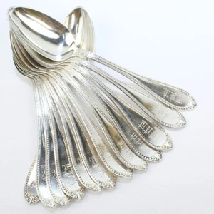 12 Tiffany & Co. Bead Pattern Coin Silver 8 3/8 in. Place Spoons - SL - Picture 1 of 8