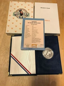 DISNEY MICKEY MOUSE PRUEBA CONMEMORATIVA 1988 EDICIÓN LIMITADA 0,999 OZ TROY PLATA - Imagen 1 de 12