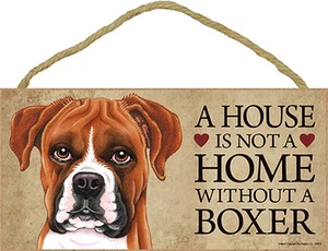 Boxer Uncro Wood Dog Sign Wall Plaque Photo Display A House Is Not A Home 5 x... - Picture 1 of 2