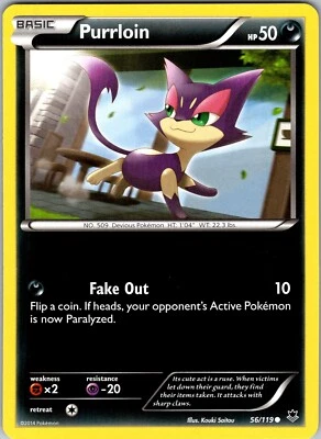 Pokemon TCG Purrloin XY Phantom Forces 56/119 Regular Common Card NM - Image 1 of 2