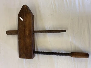 Vintage Wooden Hand Screw Parallel Jaw Clamp - Good Crisp Threads Inside And Out - Picture 1 of 11
