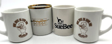 Lot of 4 Vintage Bear Bees Girl Logo SUE BEE HONEY coffee tea cup mugs RARE HTF