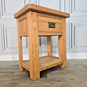 Single Rustic Solid Wood Oak Bedside End Lamp Tables Cabinet With Drawer - Shelf - Picture 1 of 24