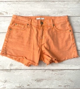 7 For All Mankind Womens Size 27 Orange Denim Cutoff Style High Rise Shorts NEW - Picture 1 of 6
