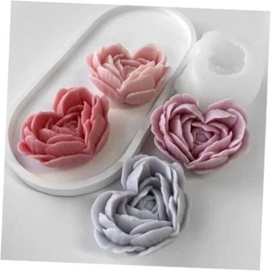 Rose Candle Molds Heart Shape 3D Rose Flower Molds Silicone Valentine's Day - Picture 1 of 7