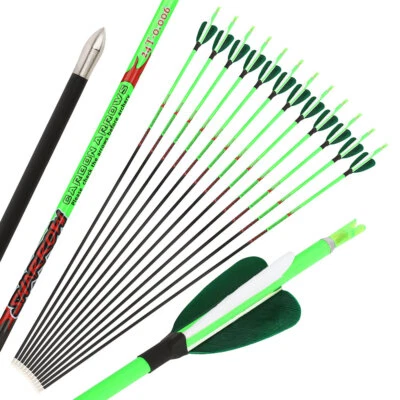 32" Pure Carbon Arrow Archery SP400-1000 2" Feather ID4.2mm Recurve Bow Shooting - Image 1 of 4