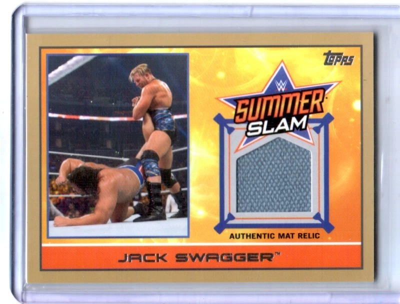 WWE Jack Swagger 2015 Topps Event Used Gold SummerSlam 2014 Mat Relic Card 10/10 - Image 1 of 1
