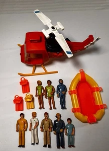 VTG Fisher Price Adventure #323 Aero Marine Search Team Helicopter Raft People - Picture 1 of 15