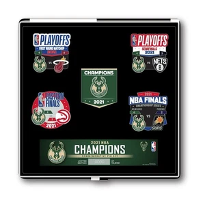 Milwaukee Bucks 2021 NBA Finals Champions 5 Piece Pin Set - Picture 1 of 1