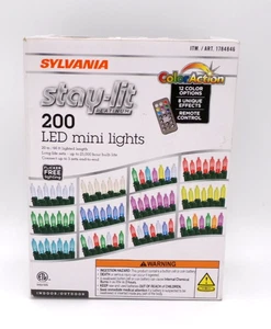 Sylvania Stay Lit Platinum 200 LED Mini Lights 12 Color Options 8 Effects Remote - Picture 1 of 5