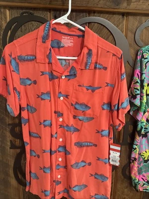 Cat & Jack Boys XL 14 Shirt Fish Print Short Sleeve Button Up - Image 1 of 4