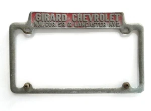 Girard Chevrolet Philadelphia Pa. Auto Dealer License Plate Frame Rare 1940s 50s - Picture 1 of 22