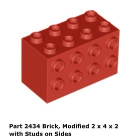 Lego 1x 2434 Red Modified 2 x 4 x 2 Brick 1990 M:Tron Particle Ionizer 6923