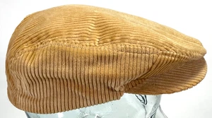Cappello berretto piatto vintage Grand Prix Cabbie Newsboy velluto a coste marrone Gatsby fascia elastica - Foto 1 di 6