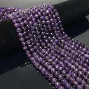 5mm Round Amethyst Stone Beads Purple - Picture 1 of 7