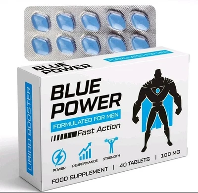 BLUE POWER Fast Acting 100mg Blue Herbal Pills 100% Natural Stamina Performance Men 30 Tabs