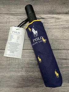POLO RALPH LAUREN ALL OVER LOGO COLLAPSIBLE UMBRELLA & STORAGE POUCH BNWT - Picture 1 of 10