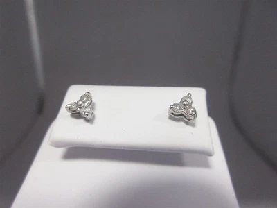 Aretes perforados con tachuelas de diamantes de oro blanco natural 0,18 ctw billones 14 k sólido E271 Foto 1 de 4