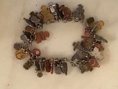 Pulsera Búho Charm Latón Cobre Tono Plata Aprox. 50 o más Foto 1 de 4
