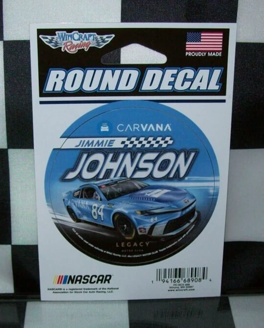 JIMMIE JOHNSON #84 CARVANA 2024 NASCAR WINCRAFT 3" CALCOMANÍA REDONDA PEGATINA Foto 1 de 1