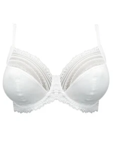 Reggiseno F&F AVORIO Clara misto modal geo pizzo taglia 36E ferretto coppa intera NESSUNO REGGISENO IMBOTTITO - Foto 1 di 4