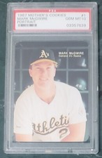 1987 MOTHER'S COOKIES MARK McGWIRE #1 PORTRAIT ROOKIE CARD RC PSA GEM MT 10 RARE