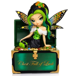 Chest Full of Luck Fairy Jasmine Becket Griffith A Fairy Lucky Irish Collection - Foto 1 di 1