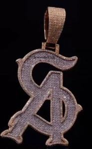Halloween Gift 4 MENS 3ct Simulated Diamond "SA" Customized Initial Pendant GIFT - Picture 1 of 6