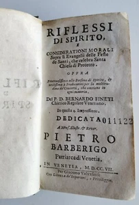 1707 - B. FINETI - RIFLESSI DI SPIRITO DEDICATO A BARBARIGO PATRIARCA VENEZIA - Picture 1 of 12