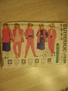 VINTAGE BUTTERICK PATTERN  UNCUT, #4239- GIRLS JACKET, VEST, TOP, SKIRT  & PANTS - Picture 1 of 3