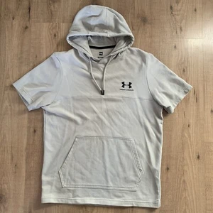 Under Armour Hoodie M Off-white/Ivory Short Sleeve Cotton Pullover Workout Gym - Picture 1 of 7