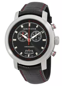 Swiss Made Aerowatch Renaissance Chronograph Black Dial Men's Watch A 87936 AA01 - Picture 1 of 3
