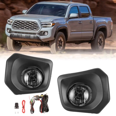 Smoke Lens fit 2016-2022 Toyota Tacoma SR SR5 Fog Lights Bumper Lamp w/ Bulbs — 第 1/4 张图片