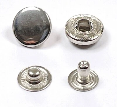 Silver Tone Leather Craft Snaps/Fastener Buttons/Closure 3 sizes 10/12.5/15mm - Image 1 of 3