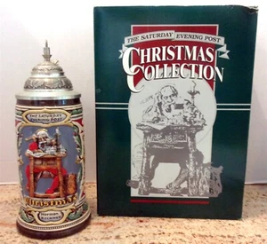SATURDAY EVENING POST SANTA'S MAILBAG ANHEUSER BUSCH LIDDED STEIN 1992 - Picture 1 of 2