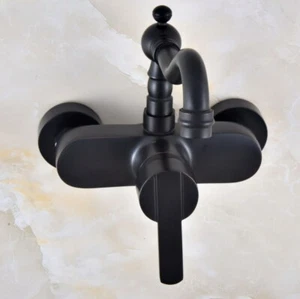 Black Oil Rubbed Brass Wall Mounted Bathroom Basin Sink Mixer Tap Faucet mnf838 - Picture 1 of 9