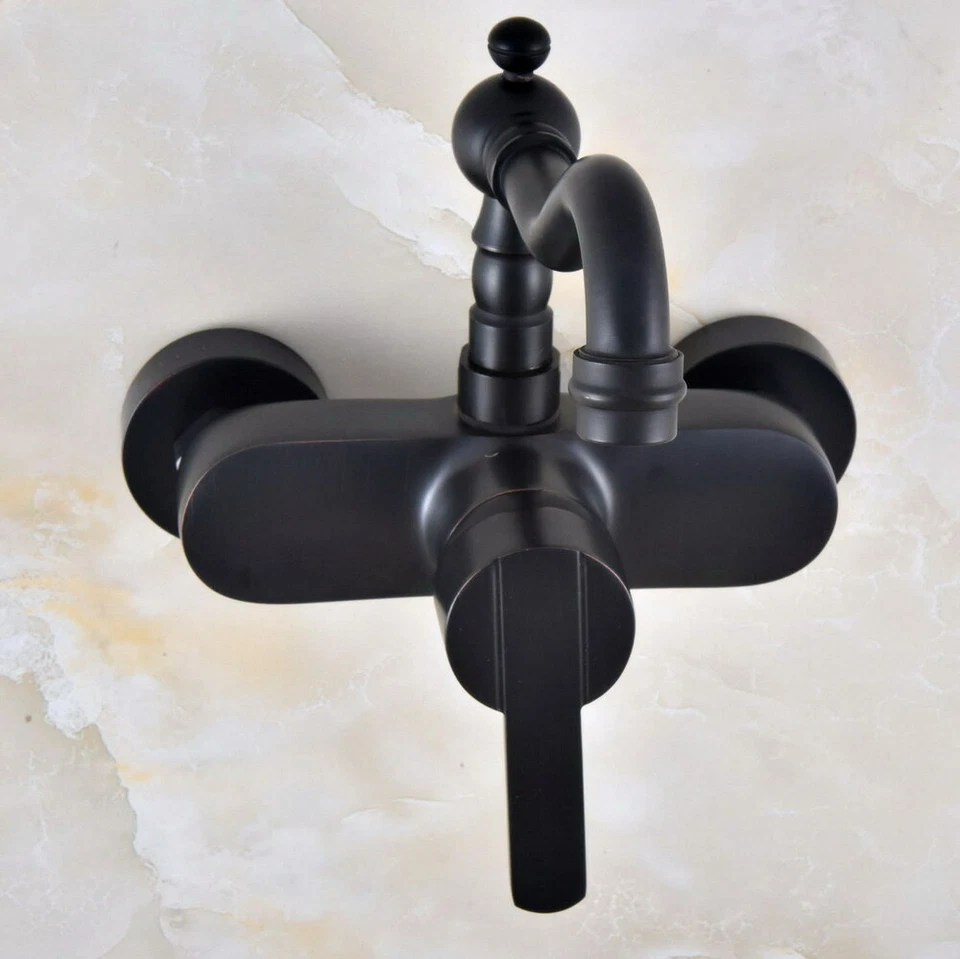 Black Oil Rubbed Brass Wall Mounted Bathroom Basin Sink Mixer Tap Faucet mnf838 - Image 1 of 1