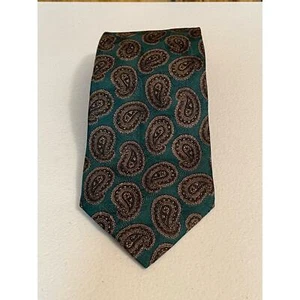 Ermenegildo Zegna 100% silk tie black green paisley - Picture 1 of 6