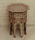 Handmade Morocco 24" Wood Side Table, Coffee & End Table, Bedside Entryway Table