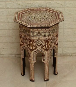 Handmade Morocco 24" Wood Side Table, Coffee & End Table, Bedside Entryway Table - Picture 1 of 10