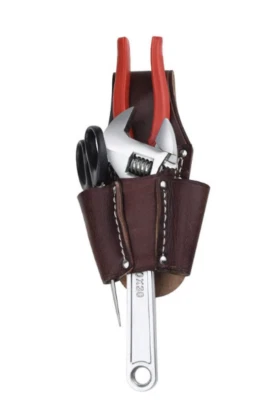 waist Bag belt pocket wrench plier scissors tool holder Cow Leather brown W46 - Image 1 of 4