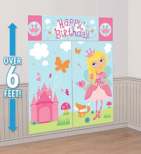 WOODLAND FAIRY Scene Setter BIRTHDAY PARTY wall decoration castle princess 6' - Image 1 of 1