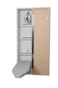 Iron-A-Way NE-46 Built-in Ironing Board with Flat Maple Wood Door, Right Hinged - Picture 1 of 2