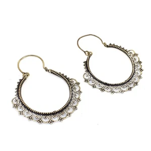 Pendientes Espirales Brillantes Hechos a Mano Joyería de Latón Pendientes Boho 1.5" a 2" i622 - Imagen 1 de 5