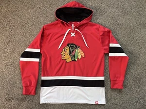 Camiseta deportiva con capucha con cordones Chicago Blackhawks Fanatics NHL para hombre talla L roja local - Imagen 1 de 6