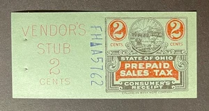 Ohio State Revenue, 2 Cents Sales Tax Entire Columbian Bank Note #FH-A-5762 - OH - Picture 1 of 1