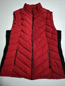 Calvin Klein High Collar Red Black Puffer Vest Size Xl Double Zip Pockets - Picture 1 of 6