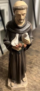 St Francesco of Assisi St Francis Statue with Doves & Roses!  7.5” TALL! - Picture 1 of 7