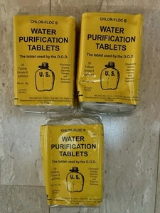 Chlor Floc US Military Water Purification Tablets 30 Tabs Treats 8 Gal. - Picture 1 of 3