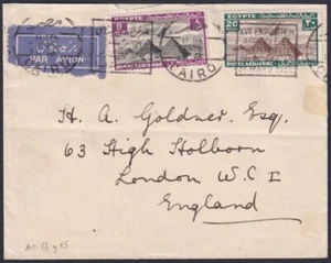 F-EX45320 EGITTO 1936 POSTA AEREA EL CAIRO COPERTURA PIRAMIDE ININGHILTERRA ANNULLARE - Foto 1 di 2